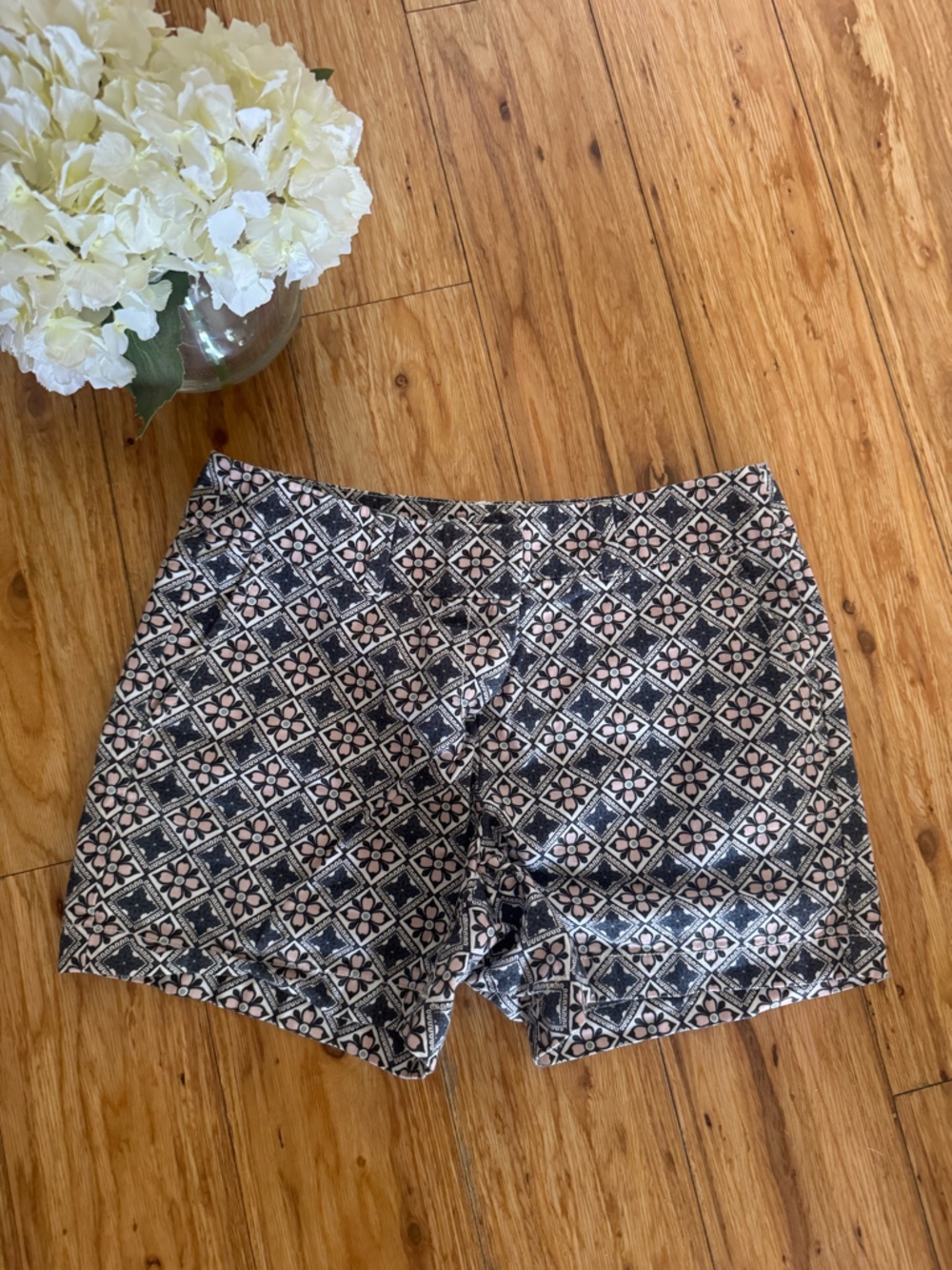 Loft Patterned Navy and Pink Shorts